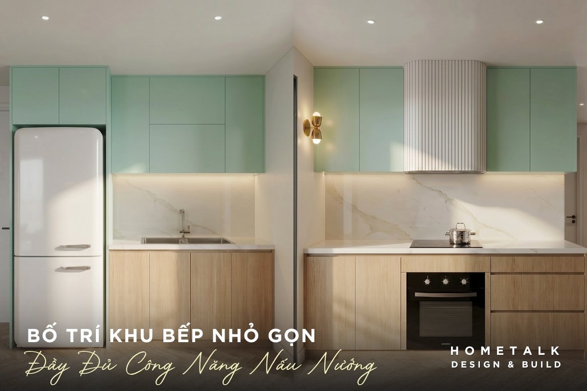 Không gian bếp nhỏ gọn nhưng phải đầy đủ công năng nấu nướng khong gian bep nho gon nhung phai day du cong nang nau nuong