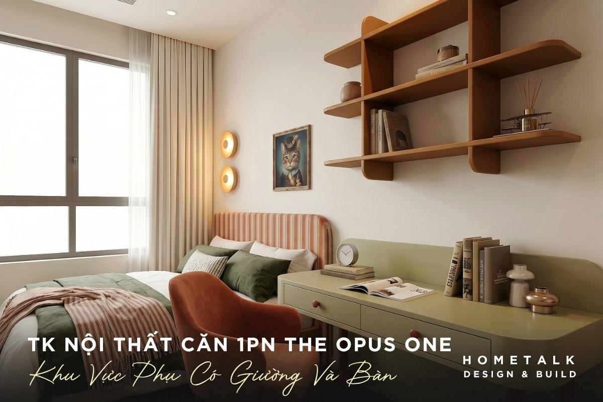 khong gian da nang can ho 1pn+ the opus one duoc bo tri them giuong va ban lam viec