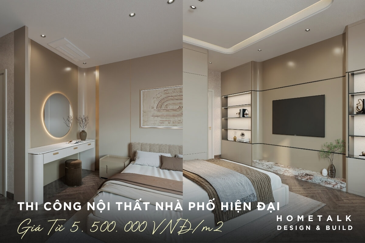 Khong gian nha pho hien nay thuong duoc thi cong noi that phong cach hien dai