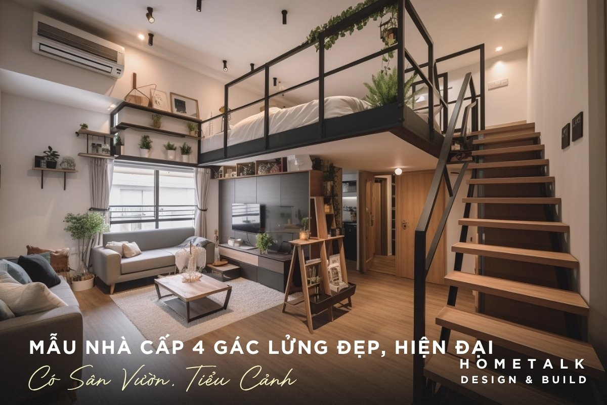 khong gian noi that nha cap 4 co gac lung them thoang dang tuoi mat nho lien ket voi san vuon