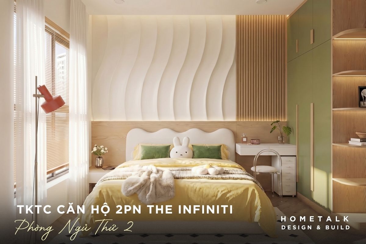 Không gian nội thất phòng ngủ thứ 2 với bàn trang điểm, tủ quần áo kế bên khong gian noi that phong ngu thu 2 voi ban trang diem tu quan ao ke ben