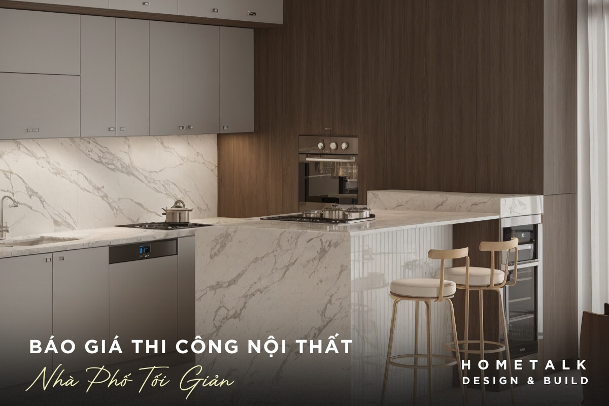 Khong gian phong bep duoc thiet ke va thi cong phong cach Minimalism tinh te