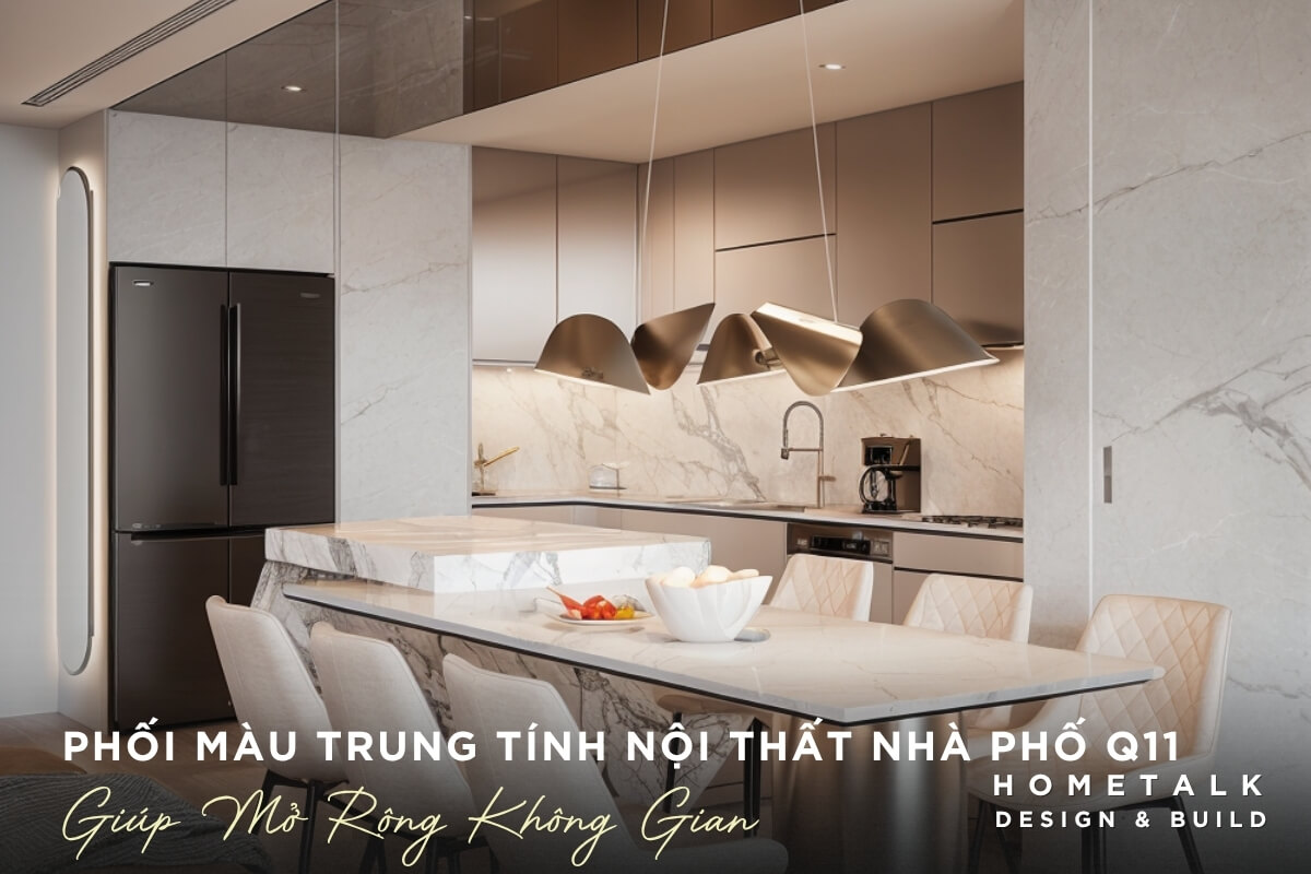 Khong gian phong bep hien dai, sang trong voi su phoi mau trung tinh