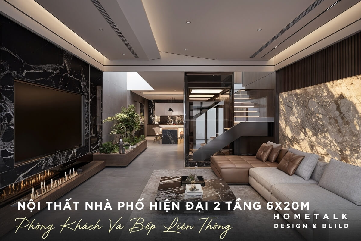 Không gian phòng khách trong bản thiết kế nội thất nhà phố hiện đại 2 tầng 6x20m Khong gian phong khach trong ban thiet ke noi that nha pho hien dai 2 tang 6x20m