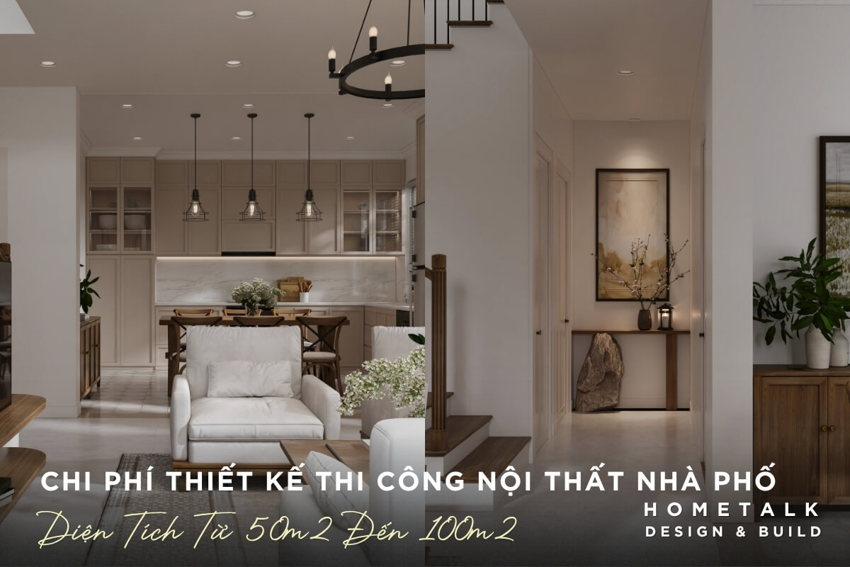 khong gian phong khach va bep cua can nha pho thu duc dien tich 50 - 100m2