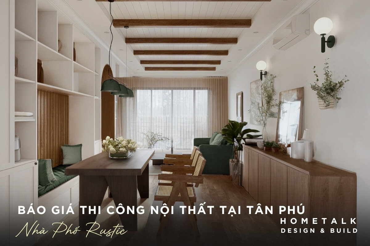 khong gian phong khach va khu vuc ban an trong mot can nha pho Rustic