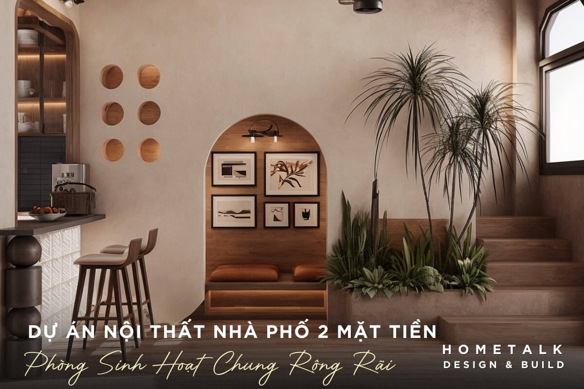 Khong gian sinh hoat chung rong rai va am cung voi quay bar nho ket hop voi khu vuc thu gian rieng tu va thoai mai de doc sach hoac giai tri
