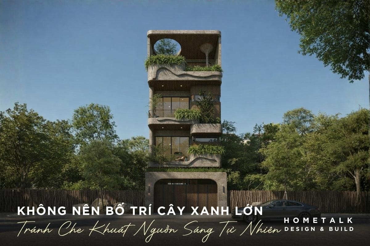 Mẫu nhà phố 4 tầng xu hướng hiện đại, không gian thoáng đãng và tiện nghi 35 khong nen bo tri cay xanh qua lon vi se che khuat nguon sang tu nhien cua cac tang duoi