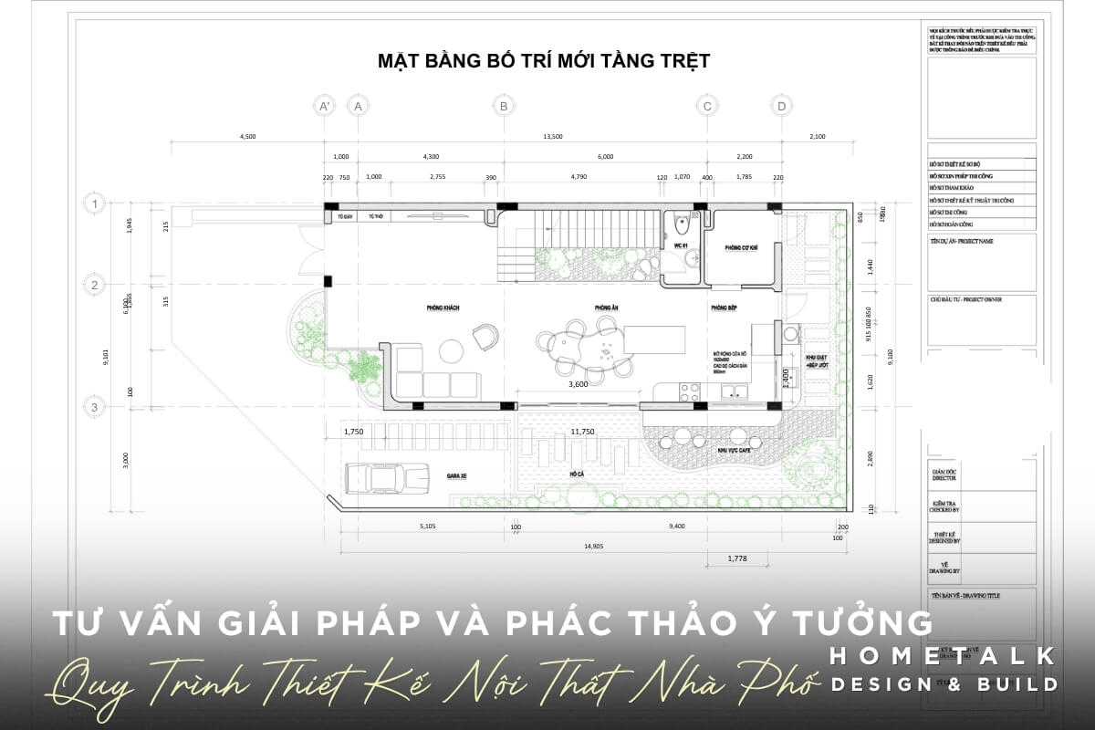 Kien truc su trinh bay mat bang 2D, 3D va giai phap thi cong noi that nha pho Quan 6