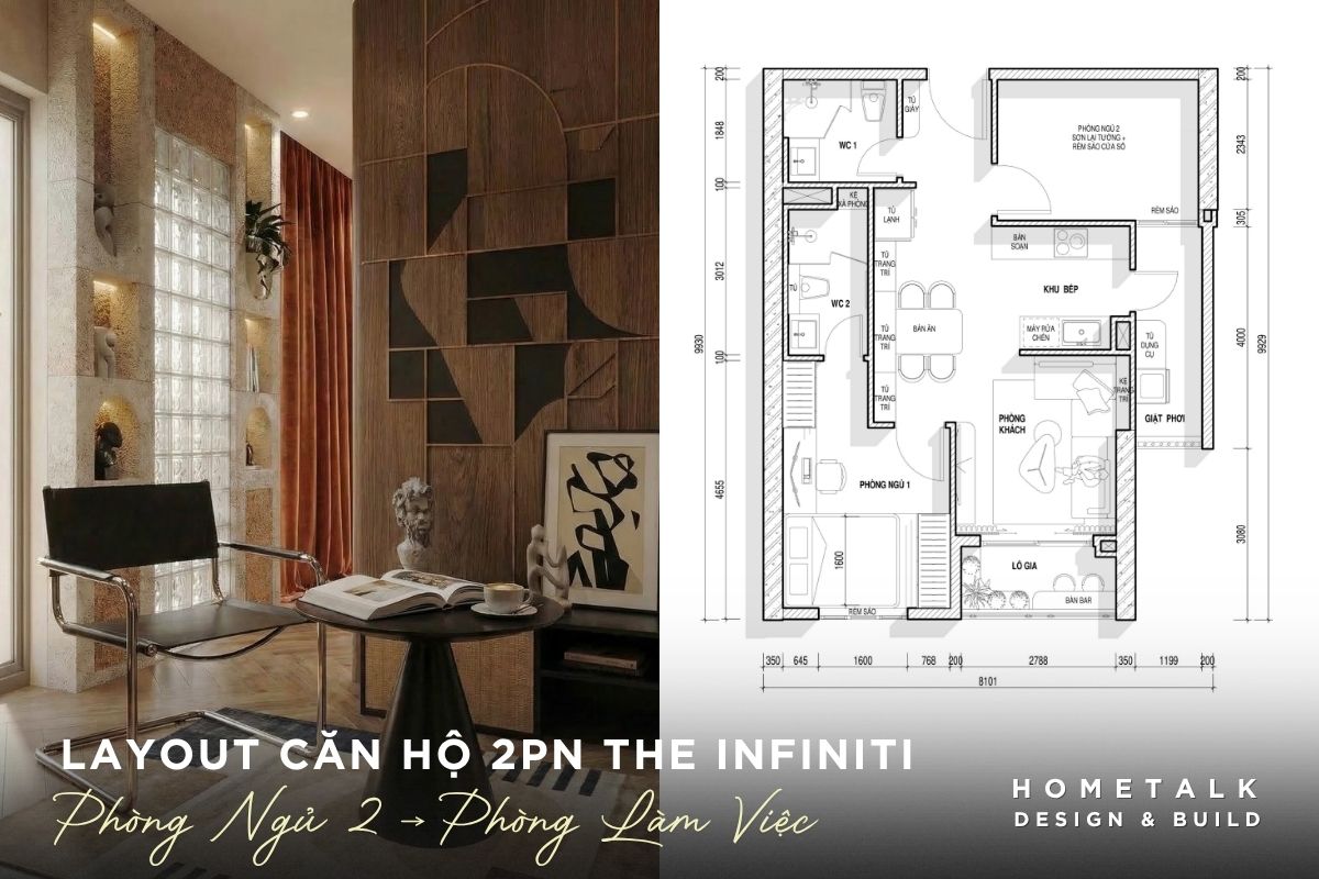 Layout căn hộ chuyển đổi phòng ngủ phụ thành phòng làm việc, phòng ngủ con layout can ho chuyen doi phong ngu phu thanh phong lam viec phong ngu con