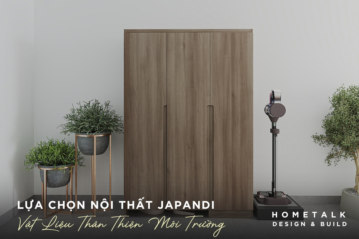 Lựa chọn nội thất Japandi với tủ quần áo ba cánh gỗ MDF màu nâu gỗ sáng với các đường vân gỗ tự nhiên Lua chon noi that Japandi voi tu quan ao ba canh go MDF mau nau go sang voi cac duong van go tu nhien tao ve dep moc mac va am ap