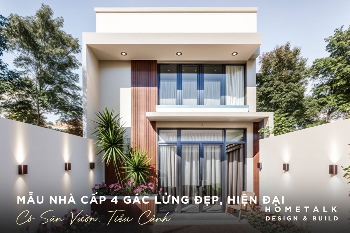 mau nha gac lung co san vuon voi tieu canh ho ca nam o ngoai that