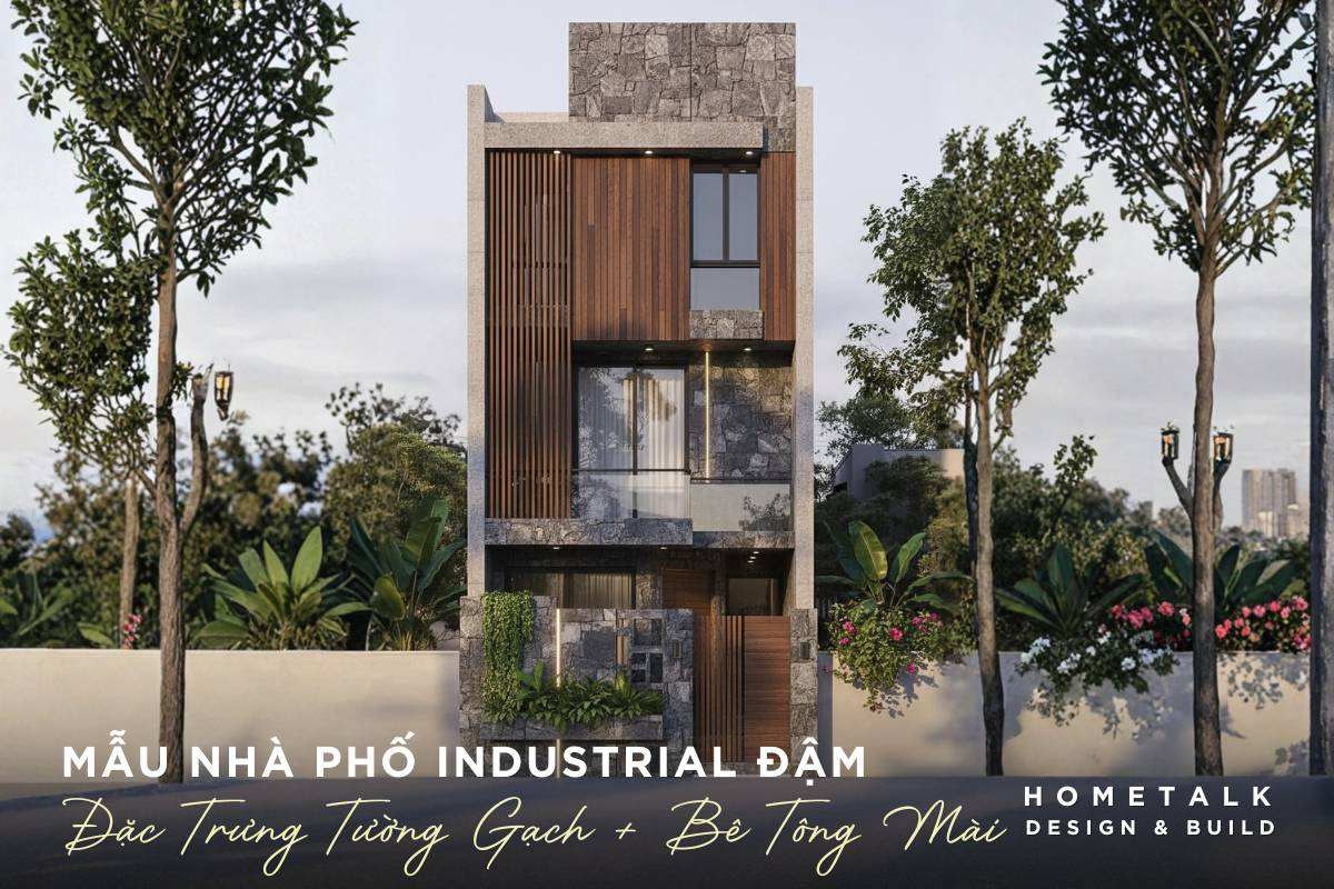 mau nha pho industrial dam chat cong nghiep dac trung boi tuong gach tran, be tong mai