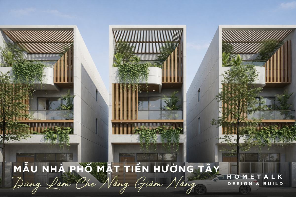 Mẫu nhà phố mặt tiền hướng Tây có dùng lam che nắng mau nha pho mat tien huong tay co dung lam che nang