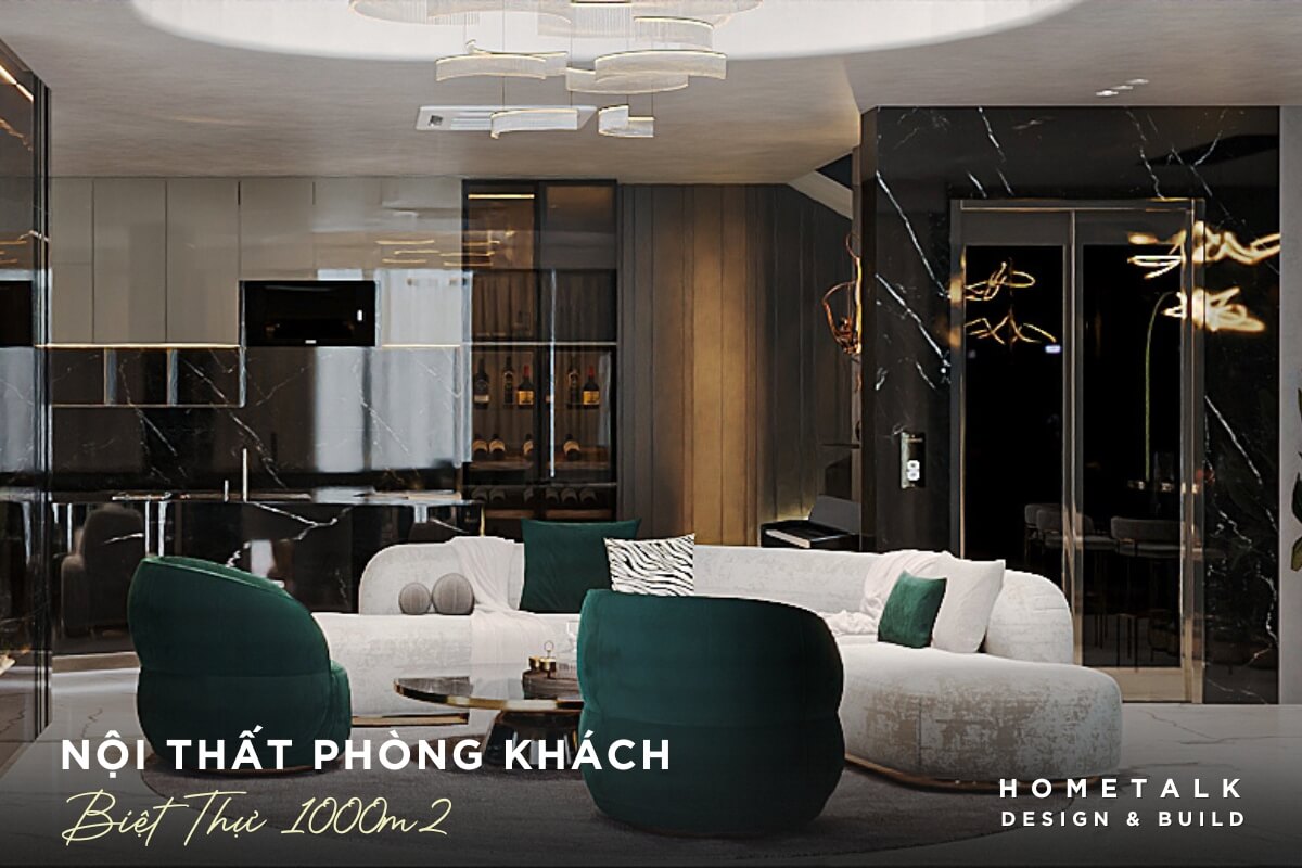 mau noi that biet thu dien tich 1000m2 voi thiet ke khong gian mo phan chia ro rang cac khu vuc chuc nang