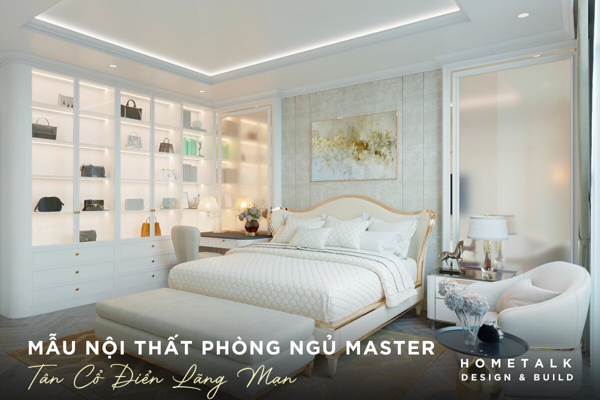 mau noi that biet thu voi phong ngu master tan co dien lang man tinh te voi gam mau pastel