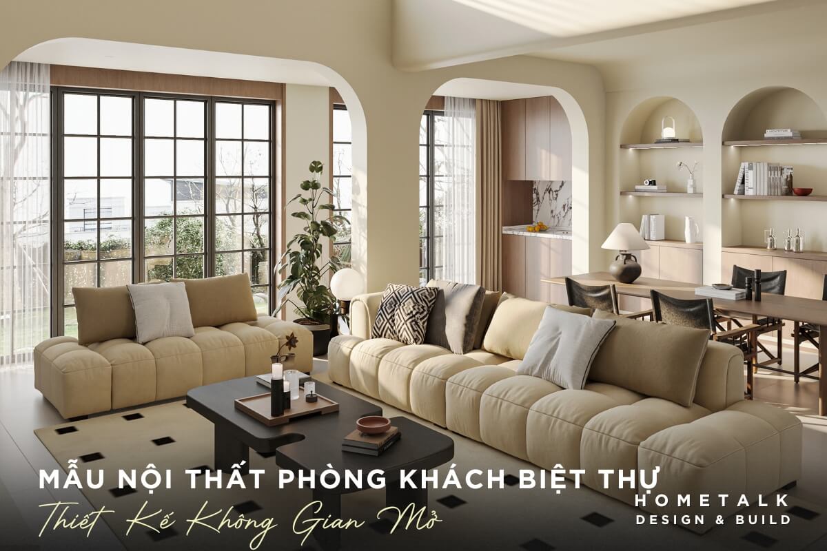 mau noi that phong khach cua biet thu cu chi duoc thiet ke mo ket noi hai hoa voi thien nhien ben ngoai