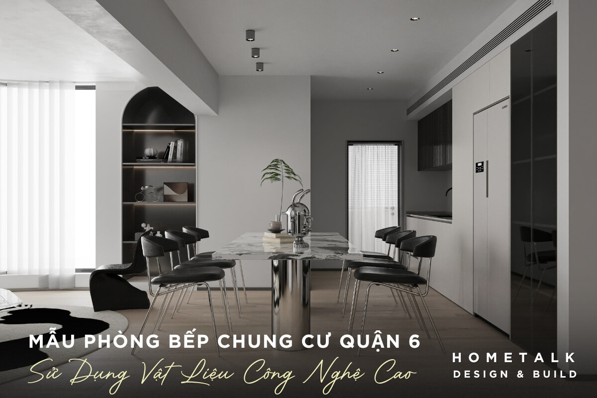 mau phong bep duoc thiet ke phong cach duong dai su dung vat lieu cong nghe cao noi bat voi ban an mat da mau trang chan kim loai mau bac voi kieu dang hien dai