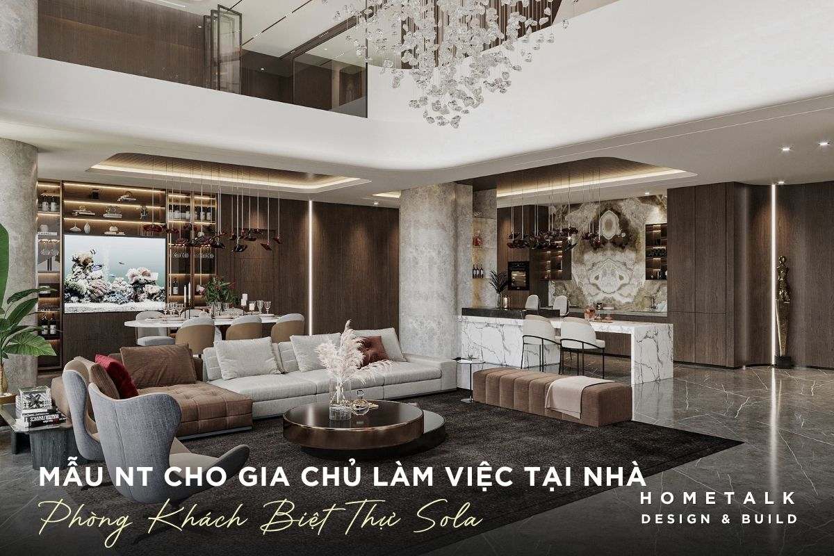 mau phong khach biet thu sola phong cach modern luxury noi bat voi sofa lon, da tu nhien