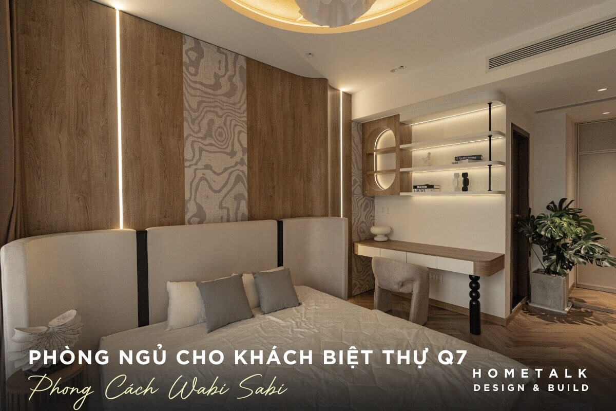Mẫu phòng ngủ cho khách trong biệt thự phong cách Wabi Sabi, đường nét tối giản và chất liệu tự nhiên mau phong ngu cho khach trong biet thu phong cach wabi sabi duong net toi gian va chat lieu tu nhien