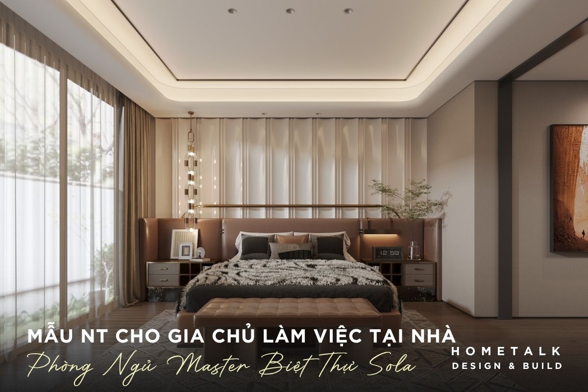 mau phong ngu master biet thu sola ket hop giuong boc nem, duong net tinh gon