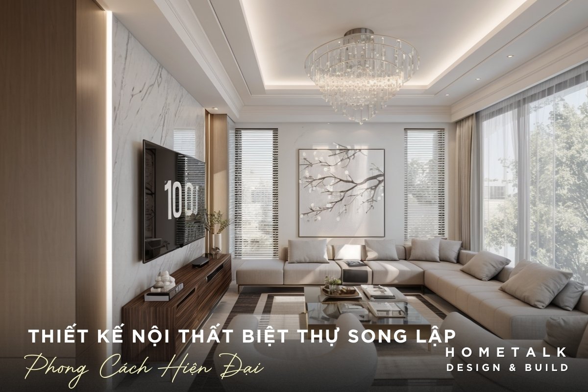 mau thiet ke noi that biet thu song lap hien dai theo tone mau trung tinh tao cam giac rong rai sang trong va thanh lich