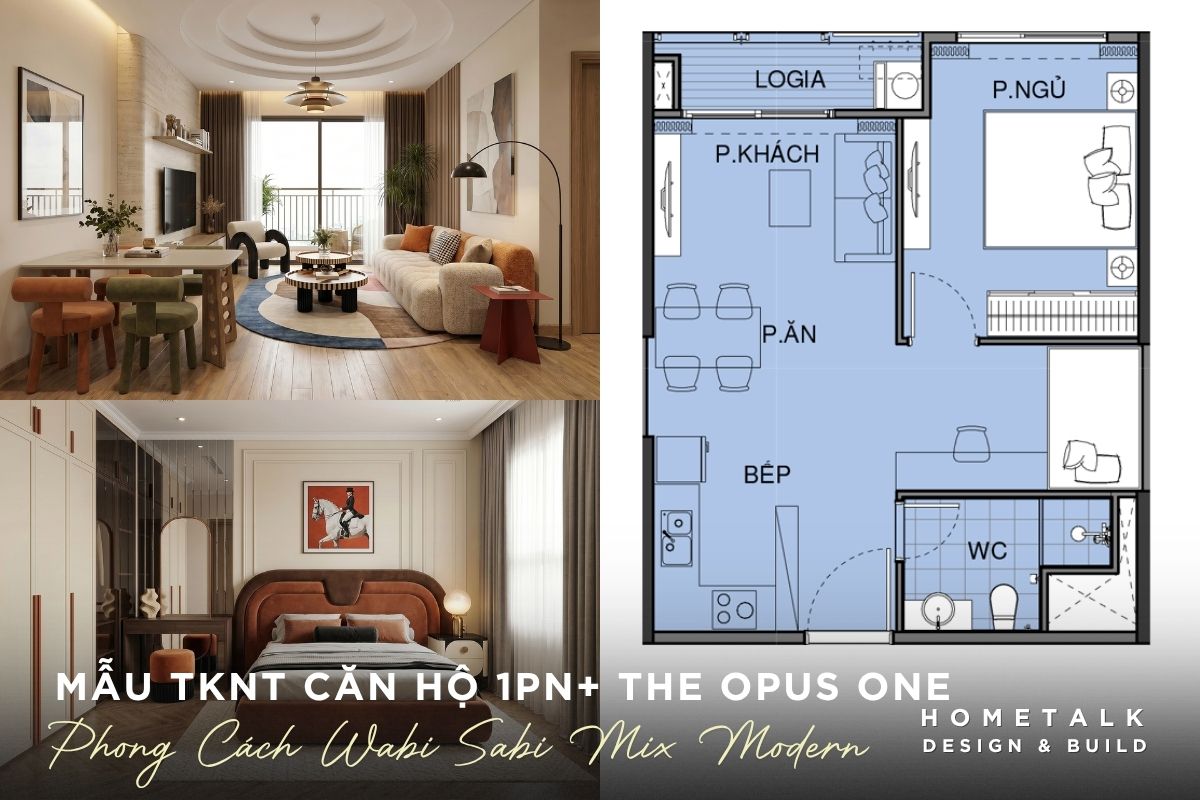 Mẫu thiết kế nội thất căn hộ The Opus One 1PN+ theo phong cách Wabi Sabi mix Modern mau thiet ke noi that can ho the opus one 1pn theo phong cach wabi sabi mix modern