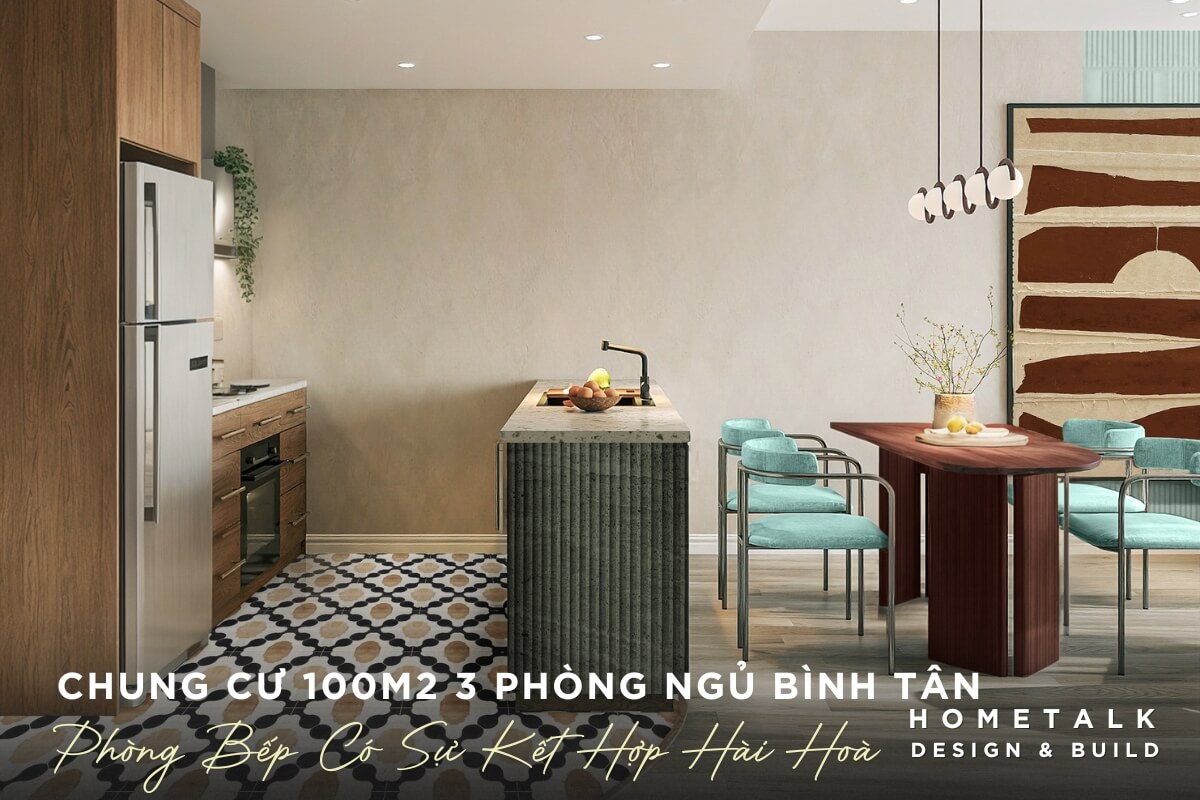 Mẫu thiết kế nội thất chung cư Color Block 100m2 Bình Tân với bố cục, màu sắc phòng bếp hài hòa mau thiet ke noi that chung cu color block 100m2 binh tan voi bo cuc mau sac phong bep hai hoa