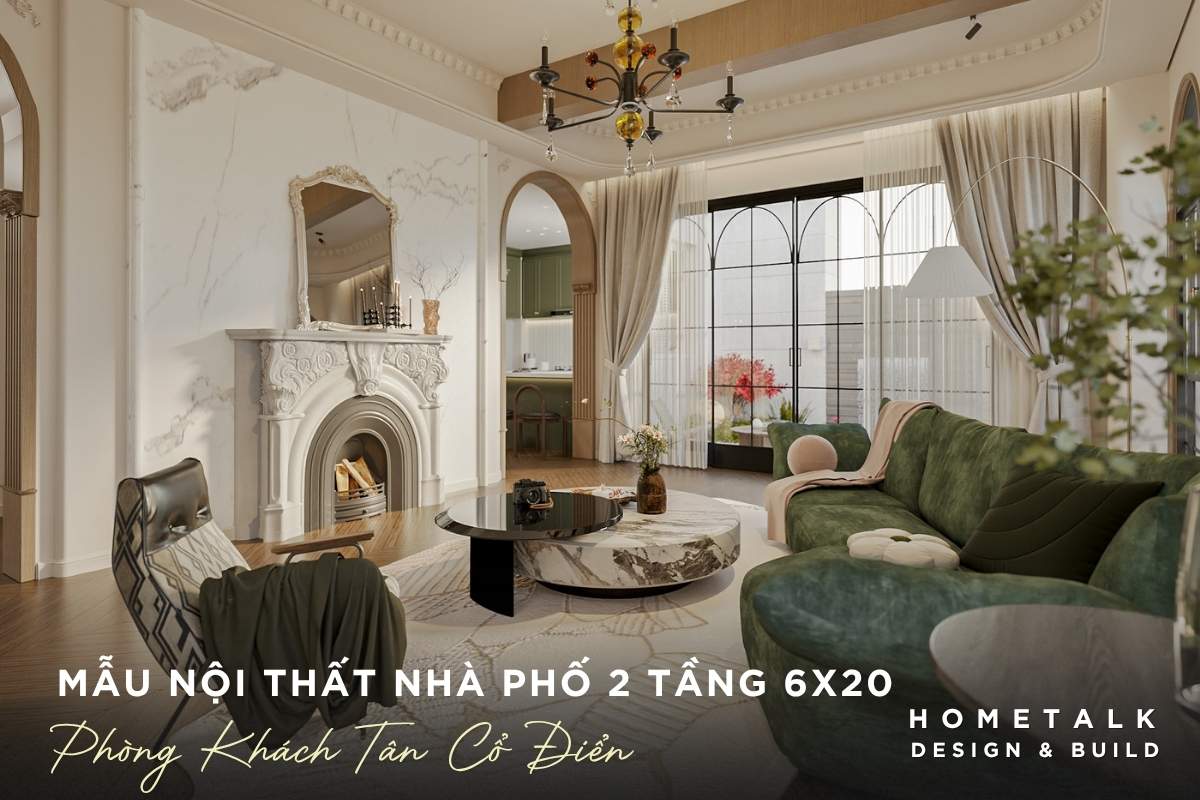 Công ty thiết kế thi công nội thất nhà phố quận 5 TPHCM chuyên nghiệp và uy tín 49 mau thiet ke noi that phong khach nha pho tan co dien den chum dong co va vom cong chau au