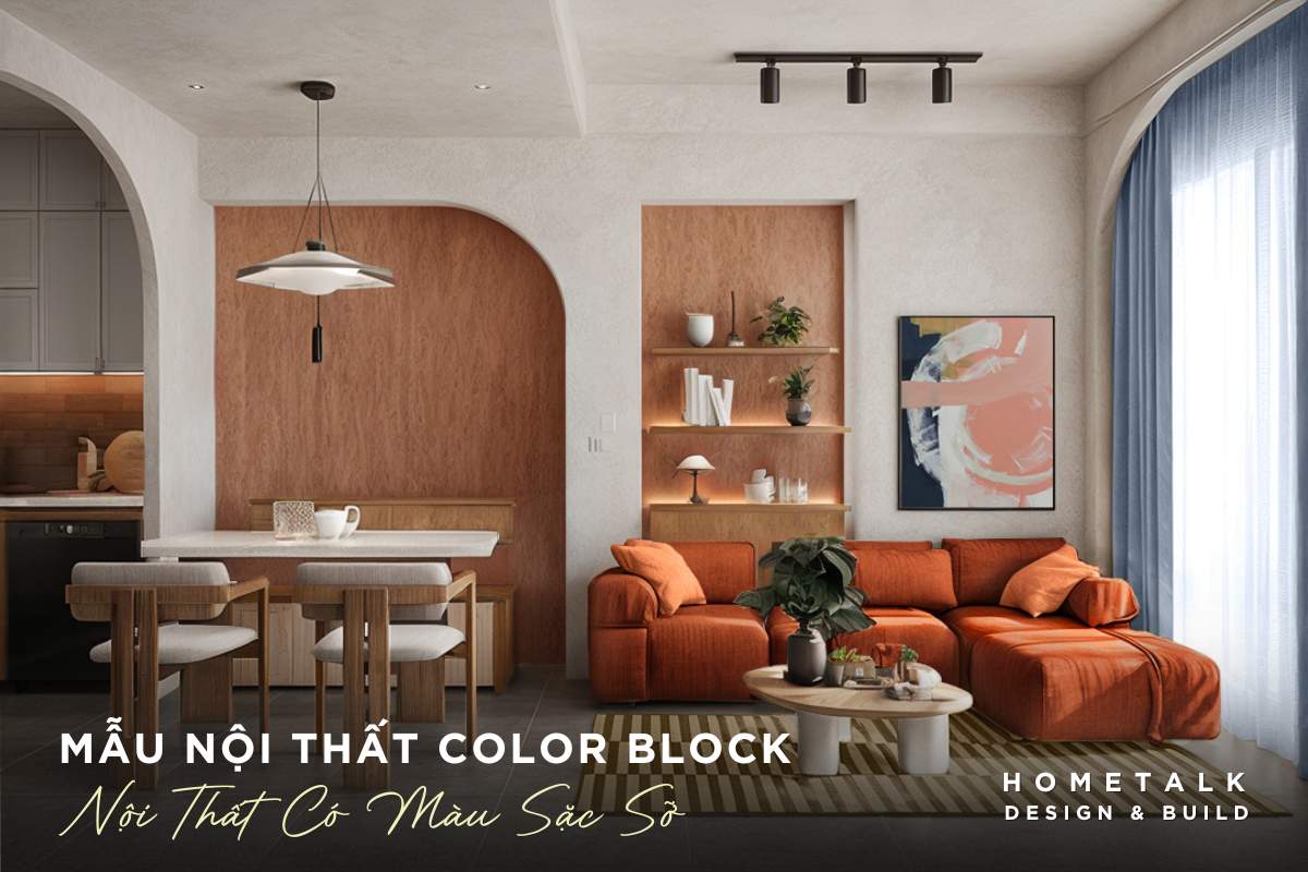 mau thiet ke nọi thát tuong phong khach co mang mau cam dat sofa lon boc vai mau cam do duoc dat o trung tam phong khach tao diem nhan va mang den cam giac am cung