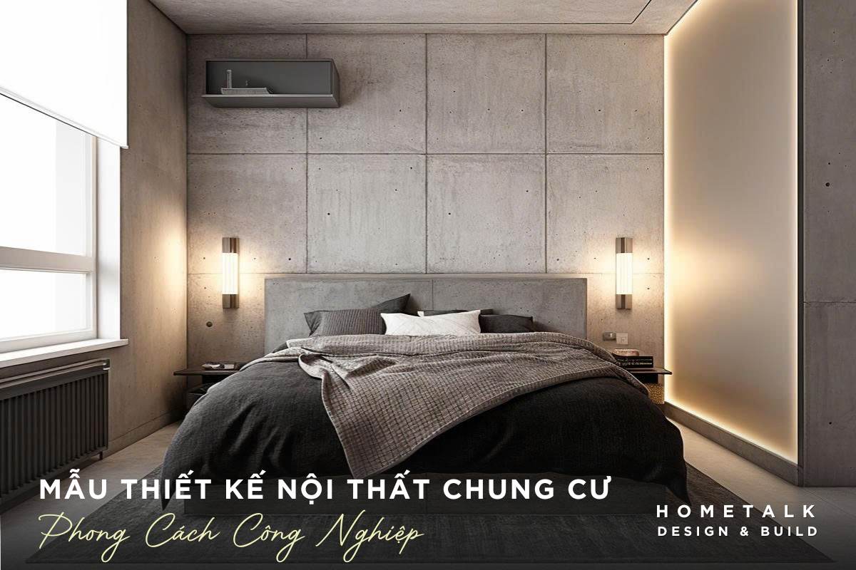 mau thiet ké phong ngu theo phong cach cong nghiep voi su ket hop hai hoa giua cac yeu to tho moc va tinh te mang den mot khong gian song sang trong ca tinh va tien nghi