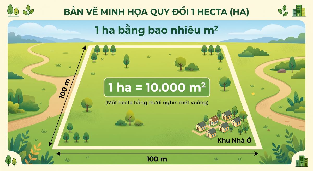1 ha bằng bao nhiêu m²? Cách quy đổi ha sang m2, sào, mẫu 6 minh-hoa-1-ha-bang-bao-nhieu-m2