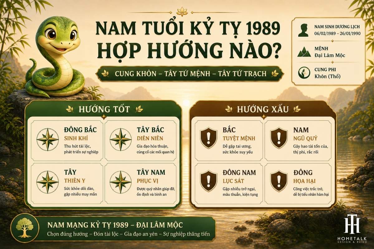 Tuổi Kỷ Tỵ 1989 hợp với hướng nào theo tử vi, phong thủy, bát trạch 17 nam ky ty hop cac huong dong bac, tay bac, tay va tay nam