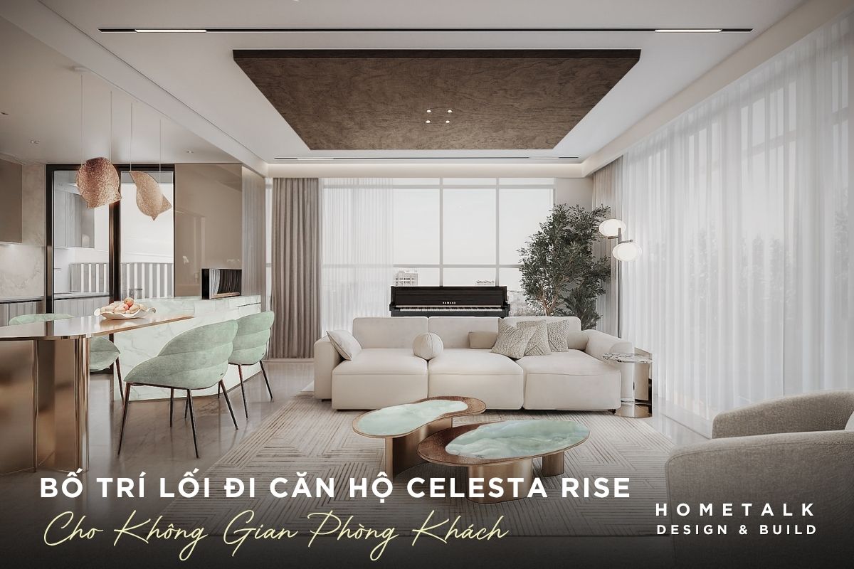 Thiết kế nội thất căn hộ 3 phòng ngủ Celesta Rise cho gia đình đông người 20 nen giu khoang di chuyen thoang giua sofa ke tivi tai khu vuc phong khach can ho