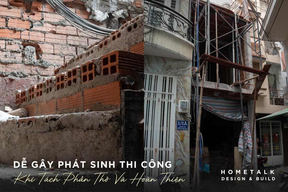 neu khong ranh ky thuat xay dung viec tach phan tho va hoan thien rat de gay phat sinh