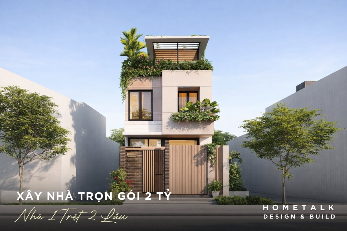 Nhà 1 trệt 2 lầu xây trọn gói 2 tỷ phù hợp gia đình ở thực