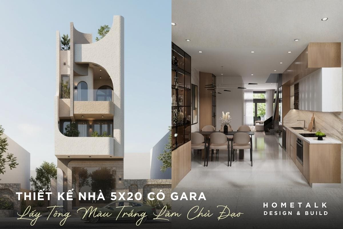 nha 5x20 co gara tap trung vao thiet ke hien dai lay tong mau trang sang lam chu dao