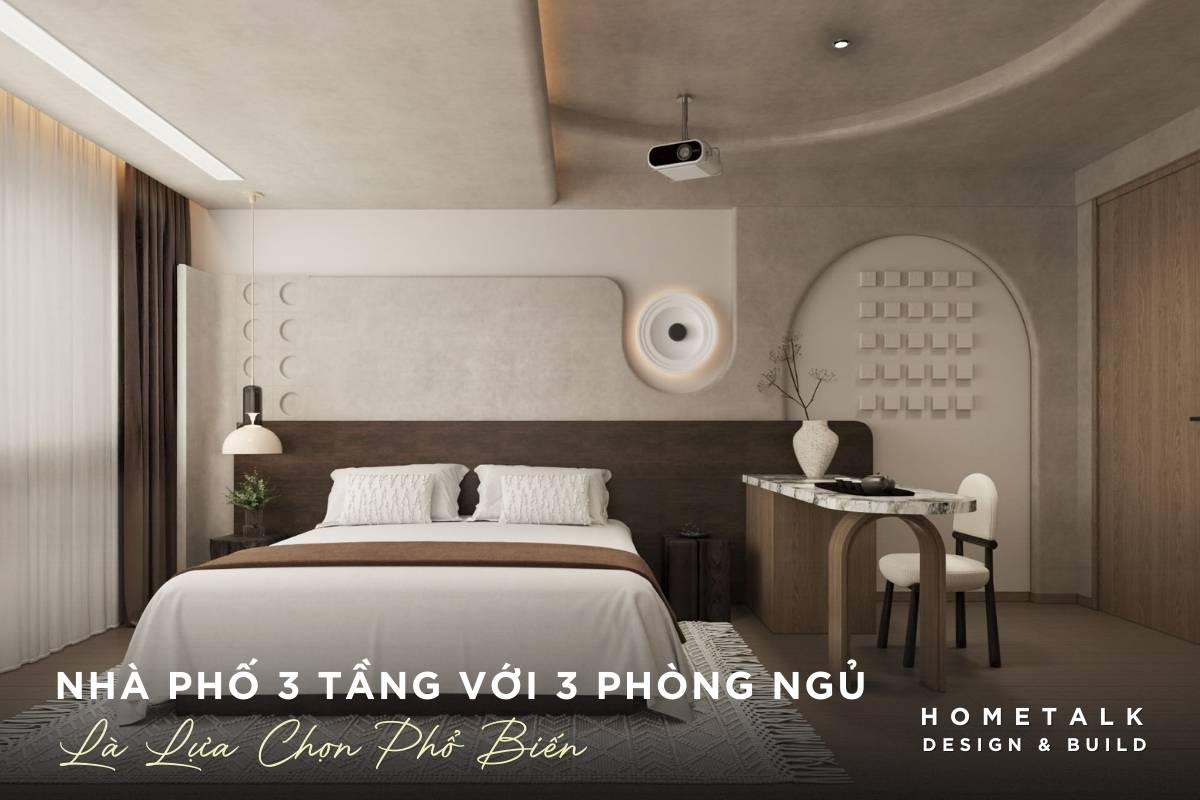 Mẫu nhà phố 3 tầng đẹp, tối ưu công năng, phổ biến nhất 2026 22 nha pho 3 tang voi 3 phong ngu la lua chon pho bien