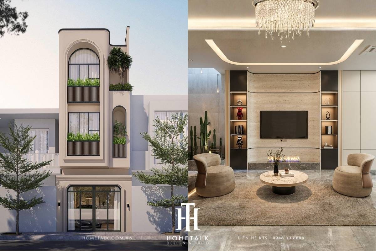 thiet ke thi cong noi that va kien truc nha pho modern beige vibe co linh go vap