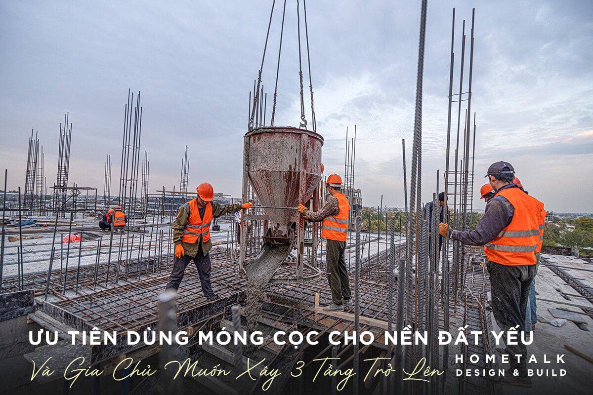Thi công móng cọc nha tu 3 tang tro len hoac nen dat yeu nen uu tien mong coc