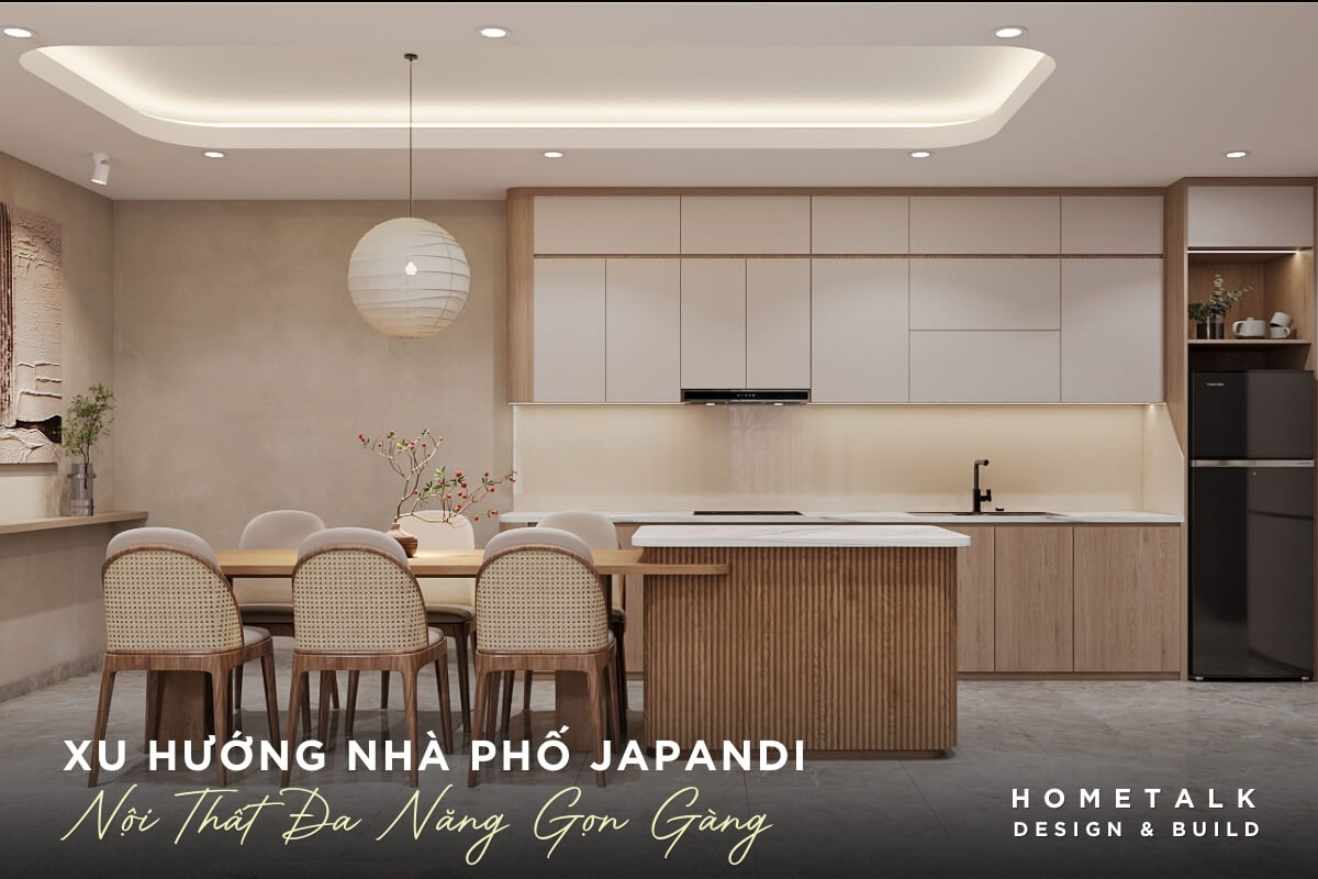 Mẫu nhà phố Japandi đẹp 5 noi that da nang giup nha gon ma khong bi bach