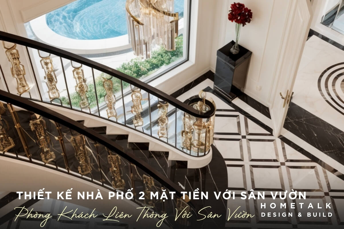 Nội thất phòng khách hiện đại liên thông với sân vườn rộng trong nhà phố 2 mặt tiền Noi that phong khach hien dai lien thong voi san vuon rong trong nha pho 2 mat tien