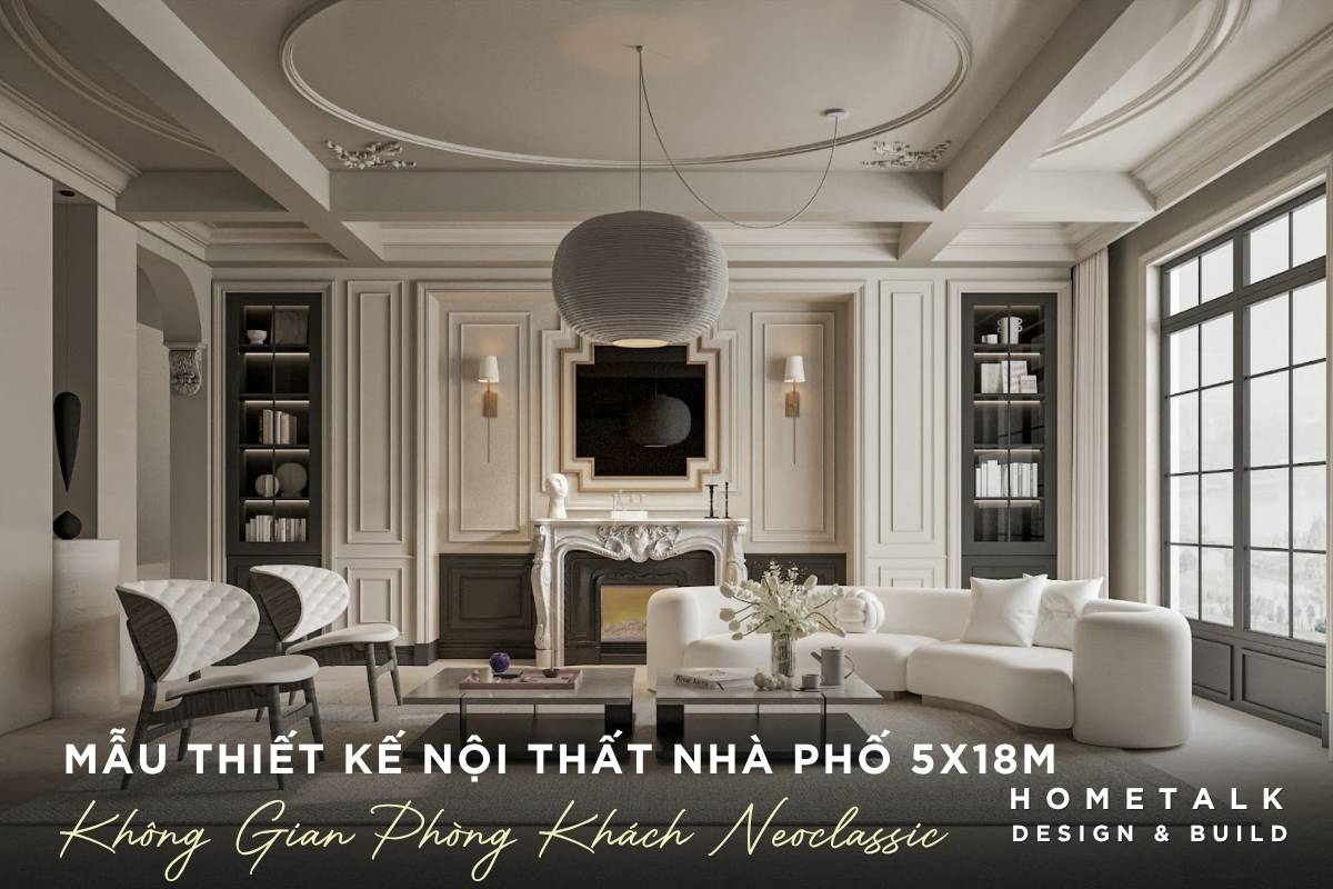 noi that phong khach nha pho tan co dien noi bat voi bo sofa cong lo suoi decor