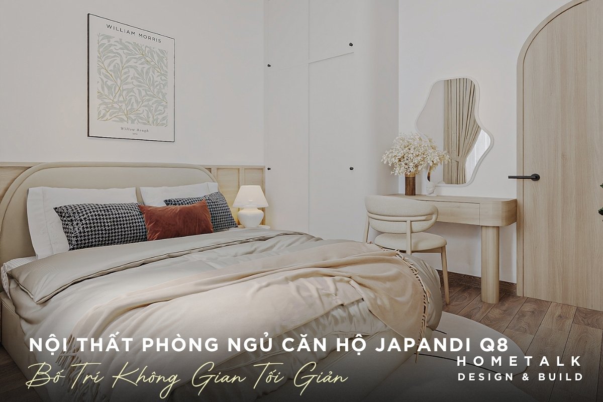 Nội thất phòng ngủ Japandi bố trí đơn giản tạo không gian nghỉ ngơi hiện đại, yên bình và đầy đủ tiện nghi trong căn hộ quận 8 noi that phong ngu japandi bo tri don gian tao khong gian nghi ngoi hien dai yen binh va day du tien nghi trong can ho quan 8