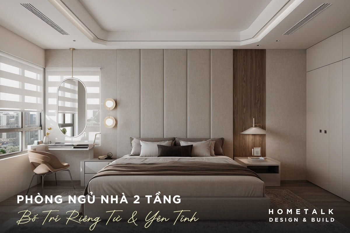 Phòng ngủ nhà phố 2 tầng phan tang khong gian ngu giup nha pho 2 tang dam bao rieng tu va yen tinh
