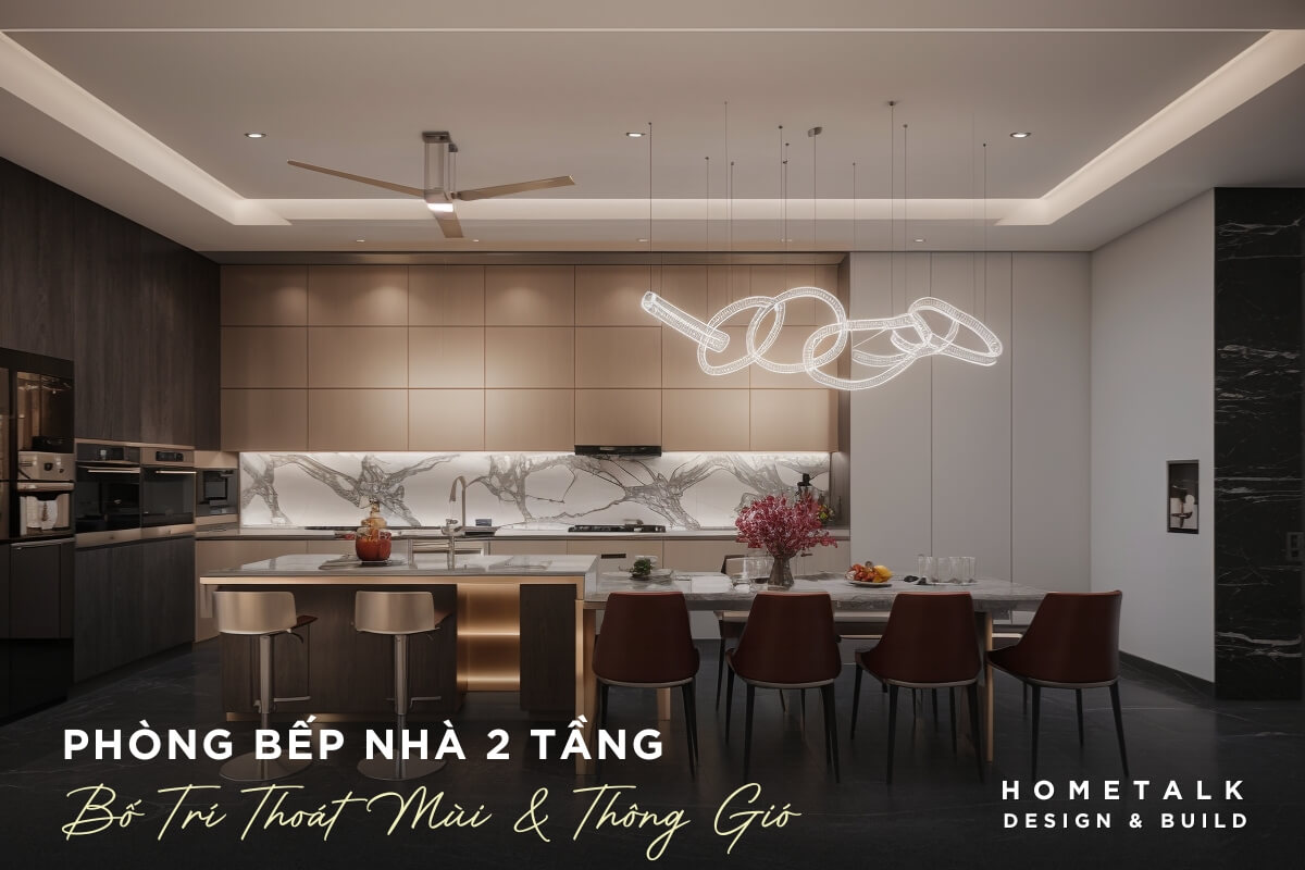 Phòng bếp nhà phố 2 tầng phong bep nha pho 2 tang can thong gio tot de lien thong ma khong bi am mui
