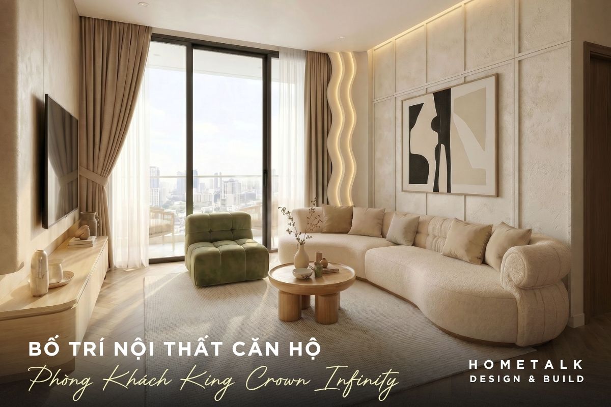 phong khach can ho king crown infinity duoc bo tri sofa bo cong vua ty le, ban tra nho gon