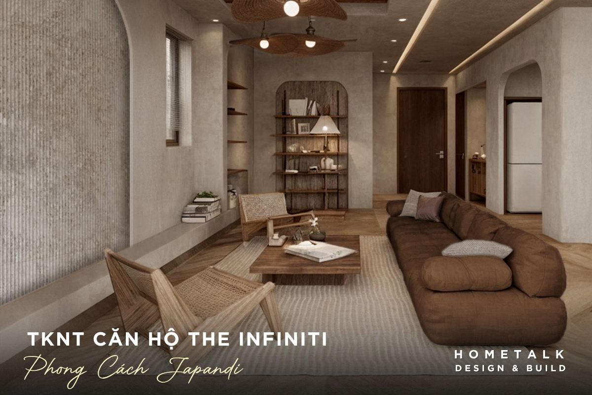 Thiết kế nội thất căn hộ The Infiniti phong cách Japandi (Nhật Bản mix Scandinavian) phong khach can ho the infiniti phong cach japandi toi gian voi go sang va anh sang diu