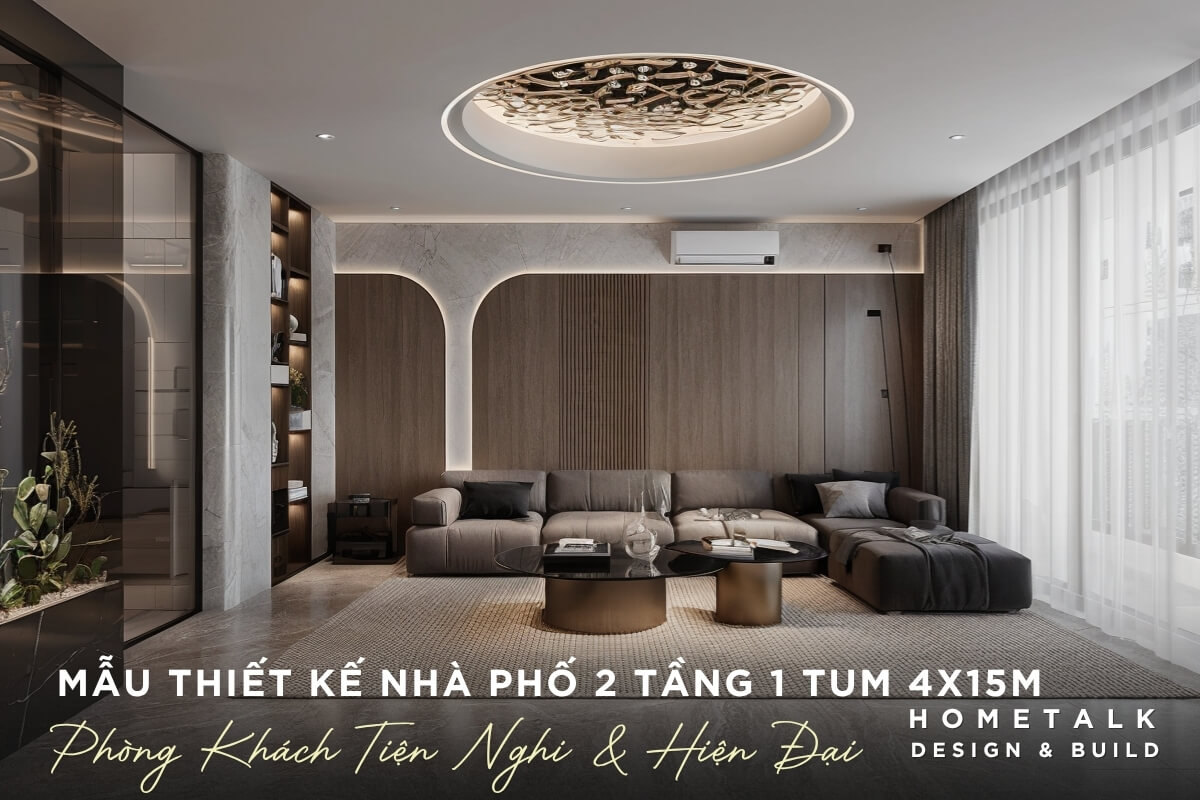 phong khach hien dai va tien nghi duoc thiet ke cho mot mau nha pho 2 tang 1 tum co kich thuoc 4x15m