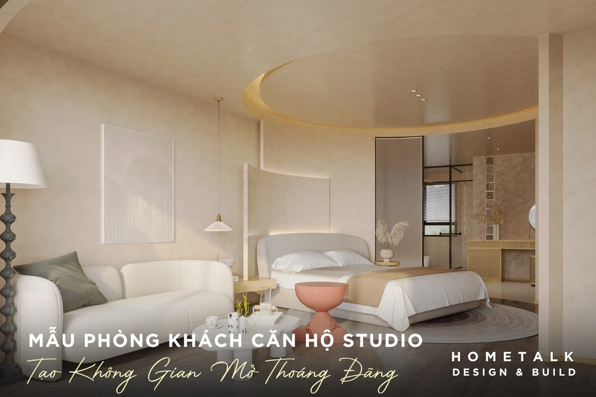 Phòng khách liền kề giường ngủ tạo nên không gian mở ấn tượng cho căn hộ studio 45m2 Phong khach lien ke giuong ngu tao nen khong gian mo an tuong cho can ho studio 45m2